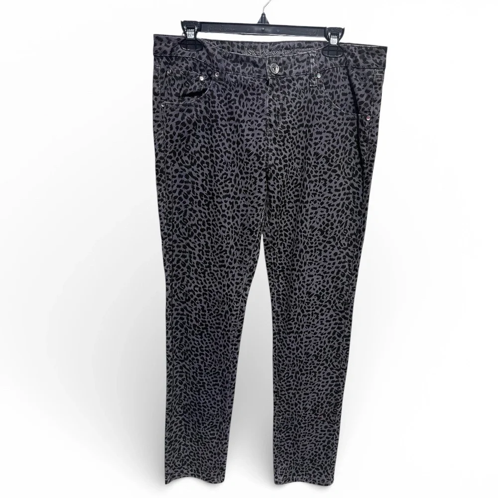 Justice Black and Gray Leopard Print Jeans